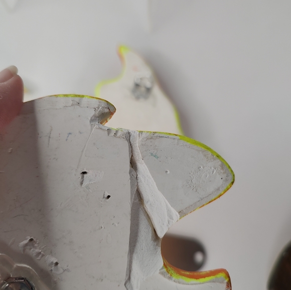 Vintage Orange Fish Chalkware Repainted Set Of 3 Wall Decor - Picture 10 of 14